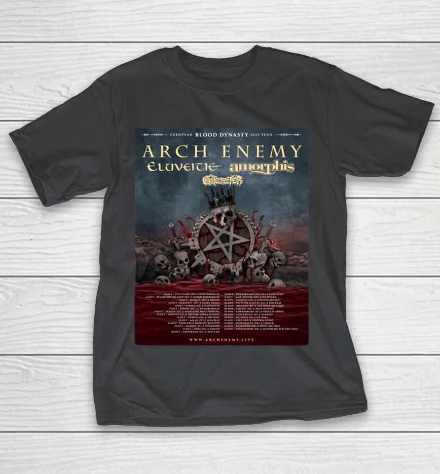 Arch Enemy European Blood Dynasty 2025 Tour Dates Chapter To The Stage Skulls Shirts