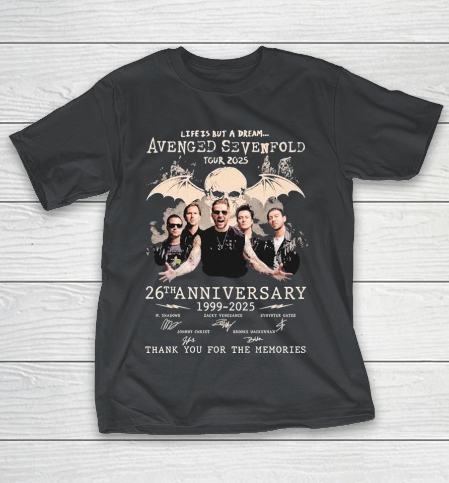 Avenged Sevenfold Life Is But A Dream Tour 2025 26th Anniversary 1996 2025 Thank You For The Memories Signatures Shirts