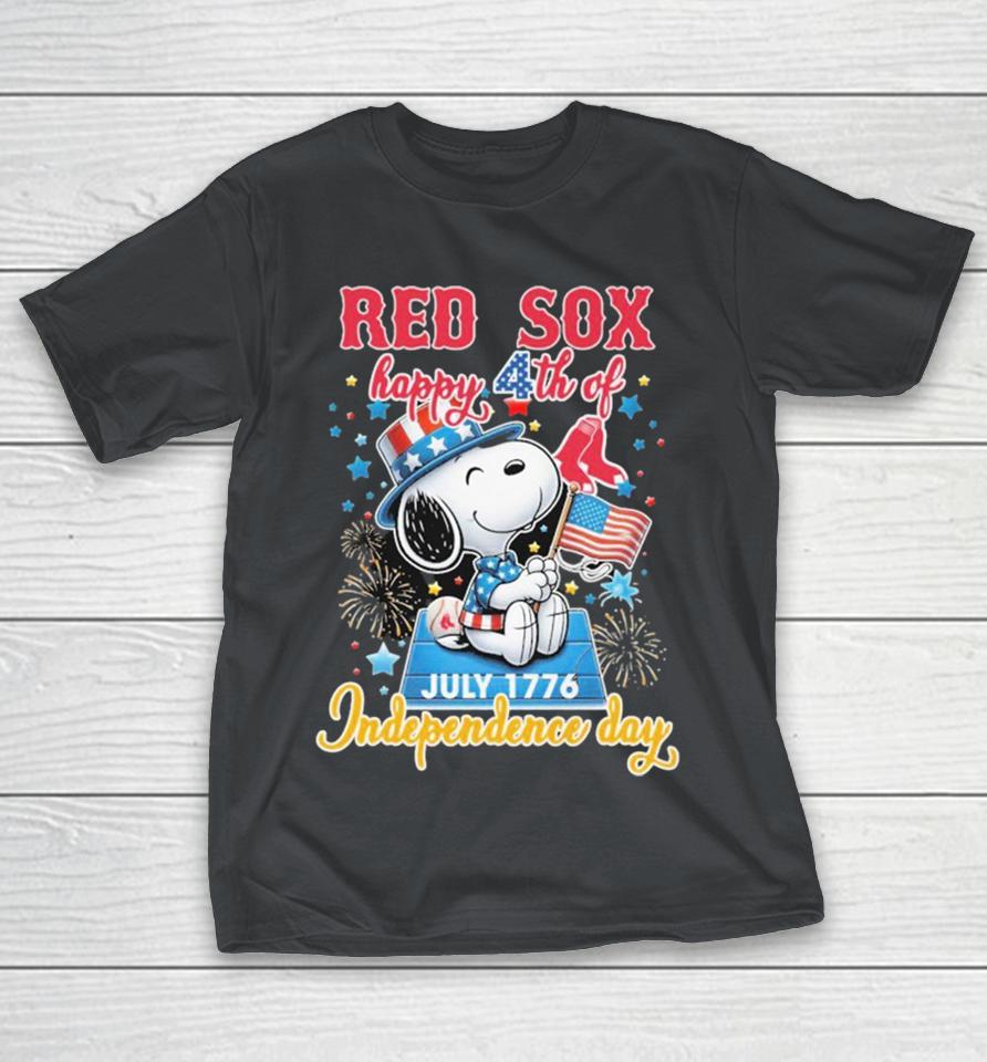 Boston Red Sox Snoopy The Peanuts Happy 4th Of July 1776 American Flag Shirts