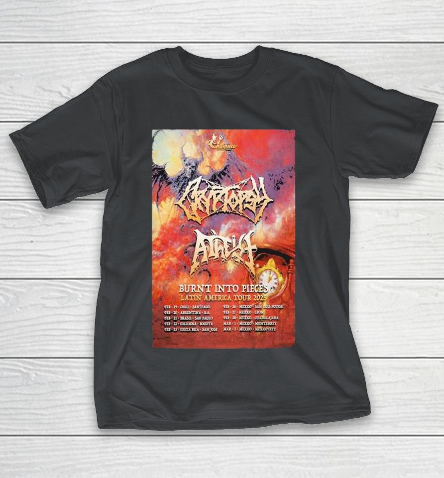 Cryptopsy Burnt Into Pieces Latin America Tour 2025 Shirts