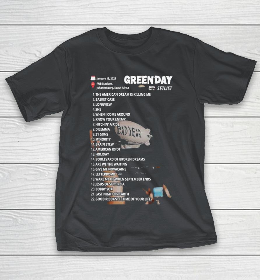Green Day Bad Year Setlist 2025 Tour Shirts
