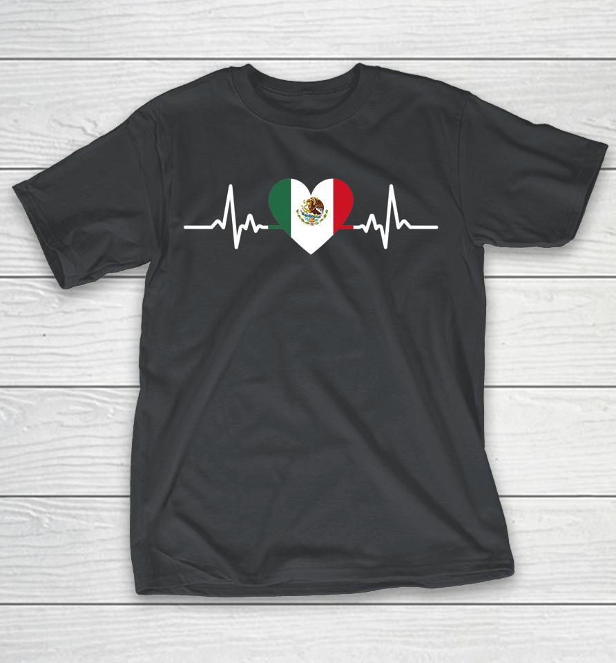 Heartbeat Mexico Flag Mexican Independence Day Proud Shirts