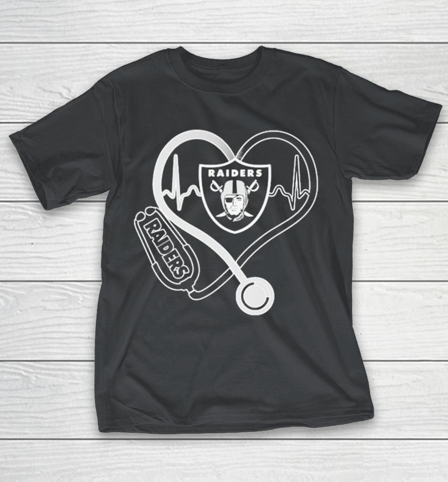 Las Vegas Raiders Caring Hearts Nurses Shirts