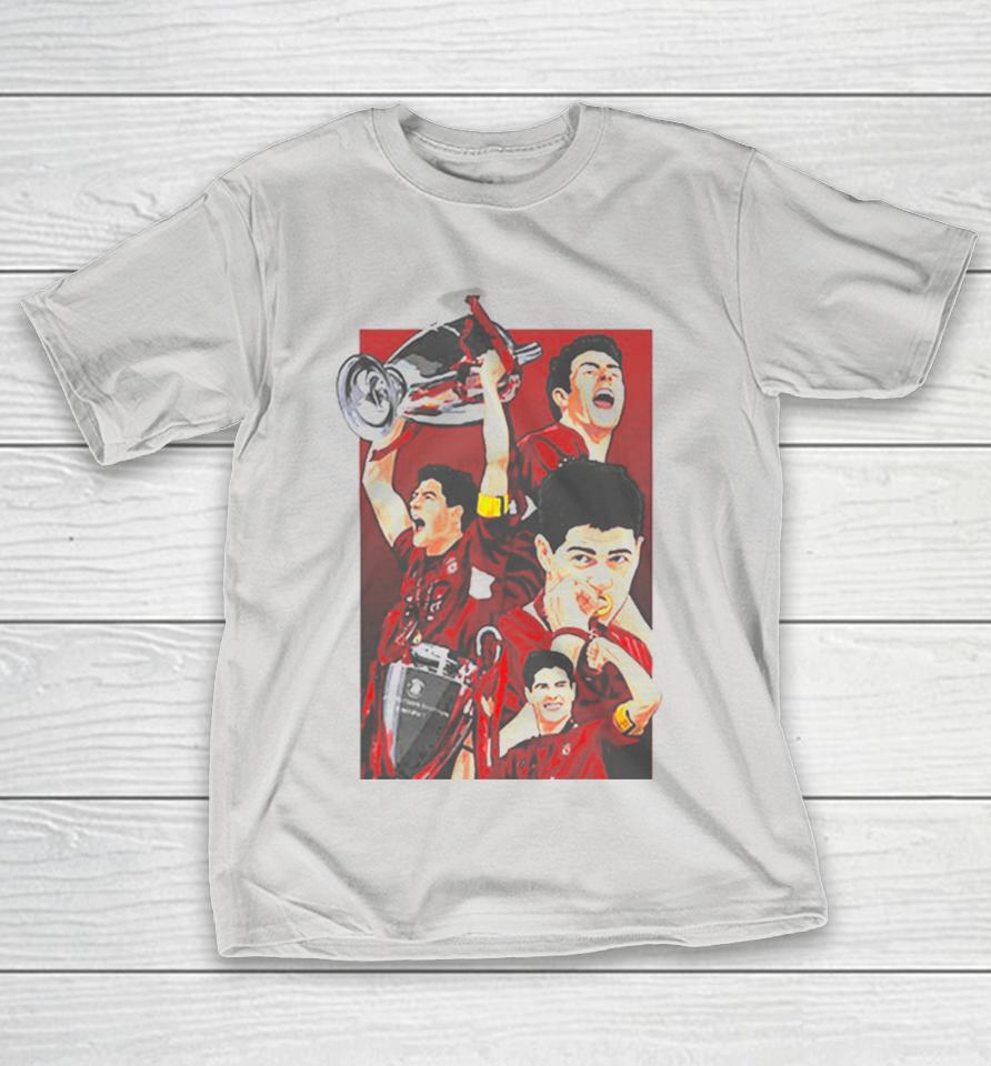 Legend Steven Gerrard With Liverpool FC Champions Premier League 2005 06 Fan Art Shirts