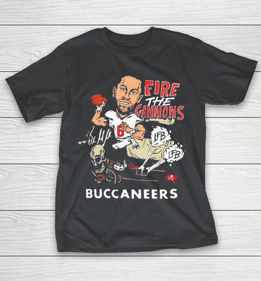 Mike Evans And Chris Godwin Wearing Baker Mayfield Fire The Cannons Buccaneers Caricature Shirts