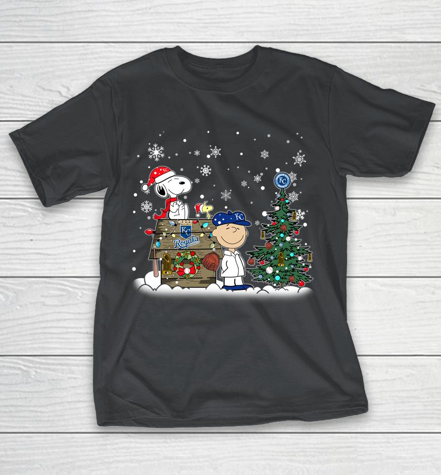 MLB Kansas City Royals Snoopy Charlie Brown Christmas Baseball Commissioner's Trophy Sports Shirts