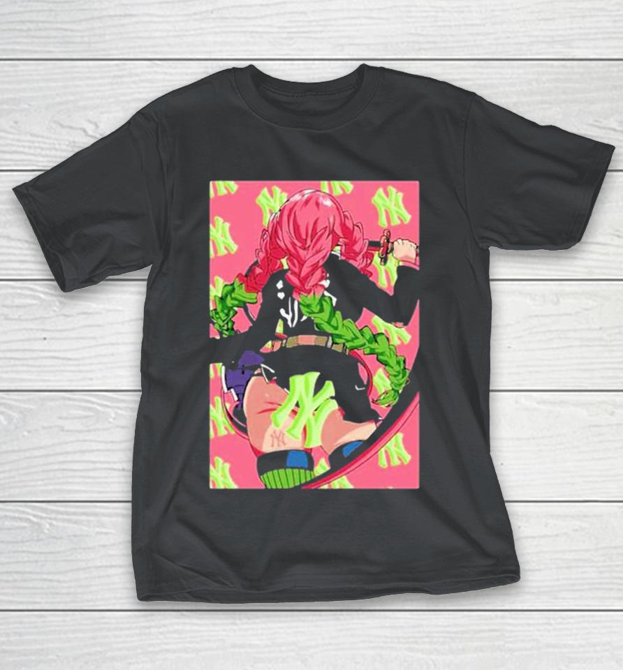 MLB x Demon Slayer Kimetsu no Yaiba Anime Mitsuri Kanroji Waifu New York Yankees Shirts