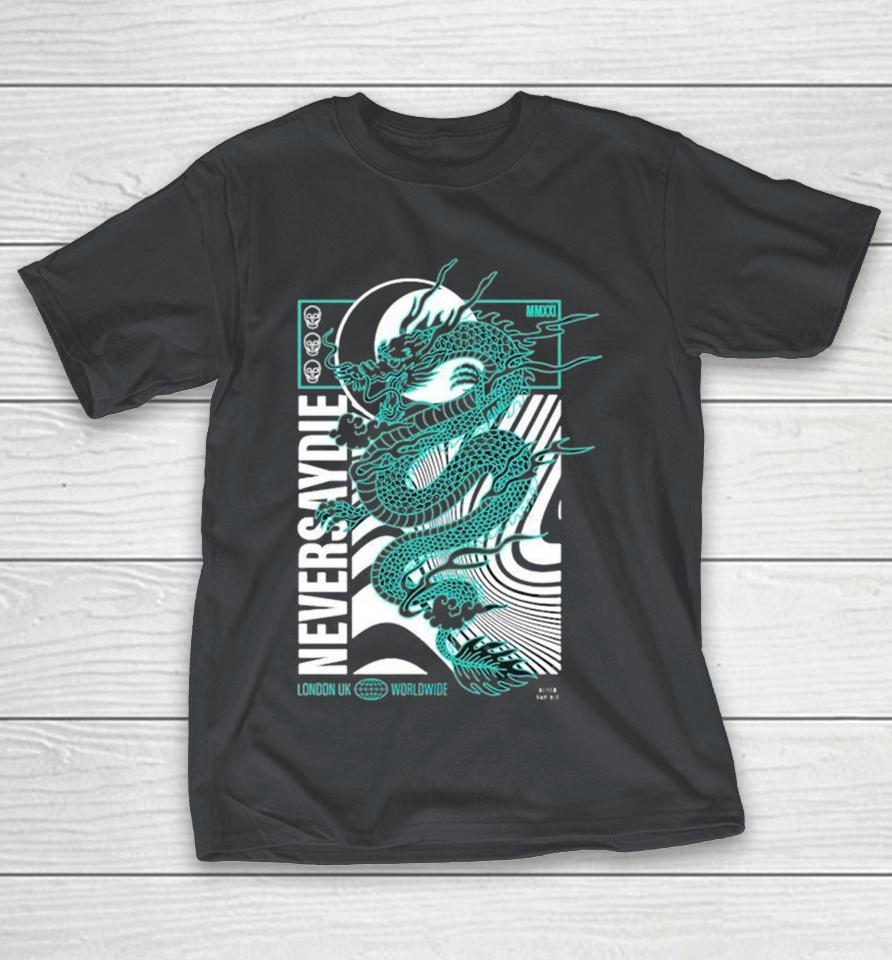 Never Say Die Records Draco London UK Worldwide Dragon Shirts