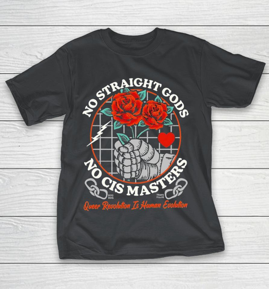 No Straight Gods No Cis Masters Queer Revolution Is Human Evolution Rose Hands Shirts