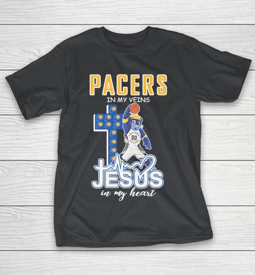 Official Indiana Pacers In My Veins Jesus In My Heart Mascot Shirts