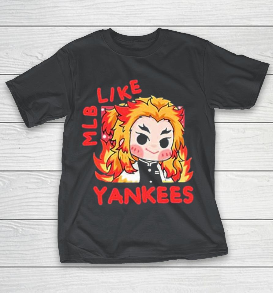Official Kimetsu No Yaiba Anime Kyojuro Rengoku New York Yankees MLB x Demon Slayer Shirts