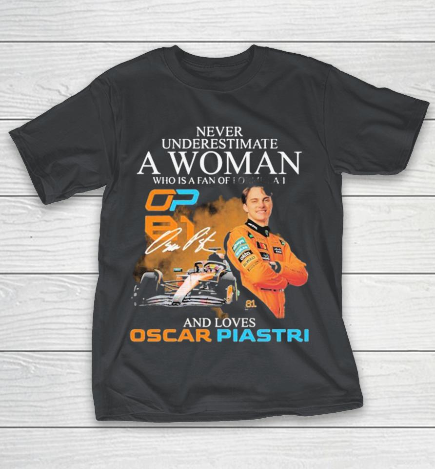 Official Never Underestimate A Woman Who Is A Fan Of Formula 1 And Loves Oscar Piastri Shirts