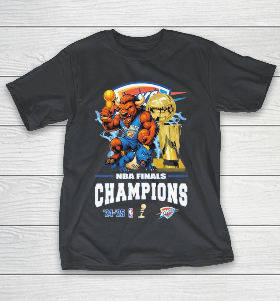 Official Oklahoma City Thunder Stomp Indiana Pacers NBA Finals Champions ’24-2025 Mascot Shirts