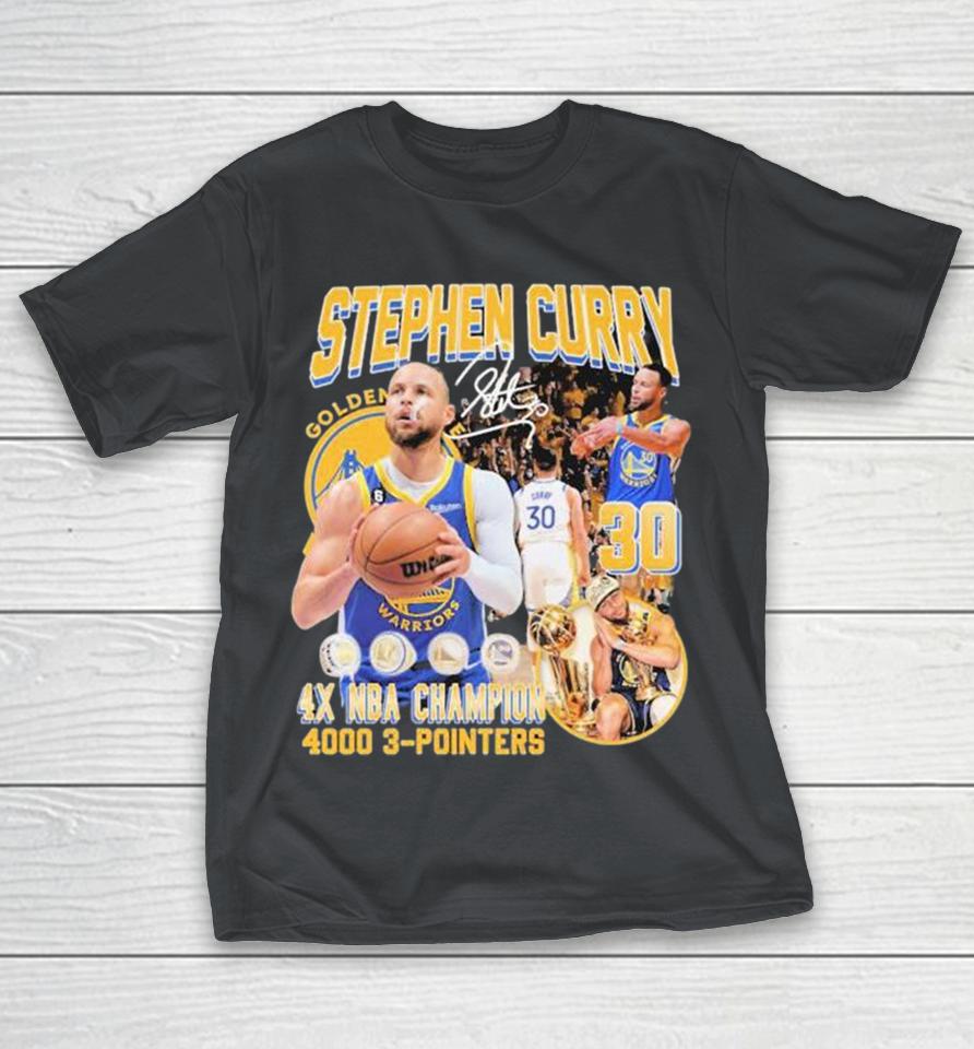 Official Stephen Curry Golden State Warriors 4X NBA Champions 4000 3-Pointers Night Night Signature Shirts