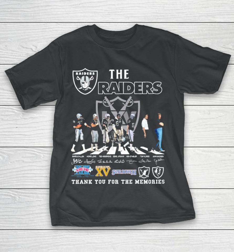 Official The Las Vegas Raiders 65th Anniversary 1960-2025 Thank You For The Memories Road Abbey Signatures Shirts