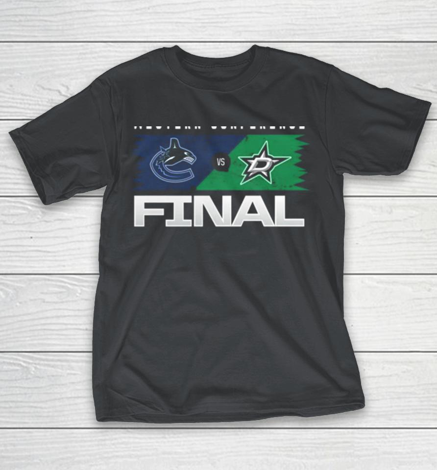 Official Western Conference Finals Vancouver Canucks vs. Dallas Stars 2024 Matchup Shirts