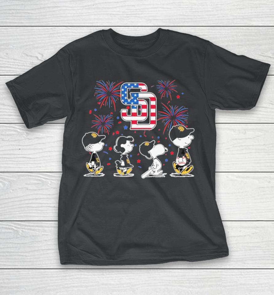 San Diego Padres Snoopy The Peanuts Happy 4th Of July 1776 American Flag Shirts