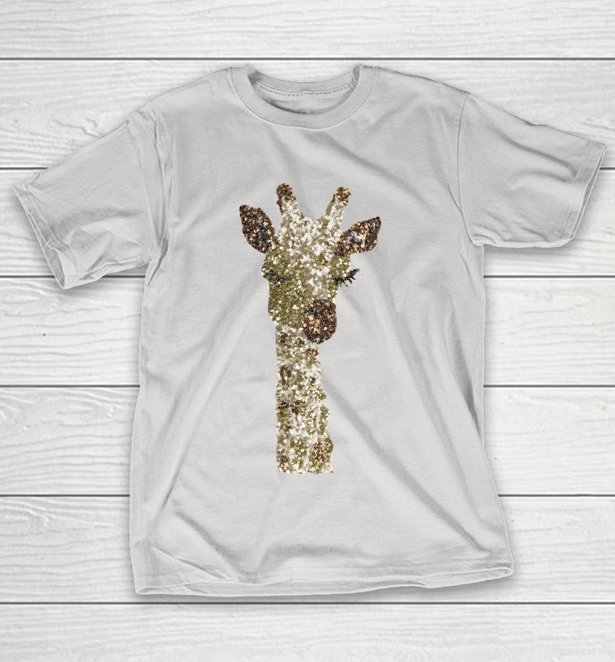 Sequin Embellished Giraffe Girls Tee Shirts