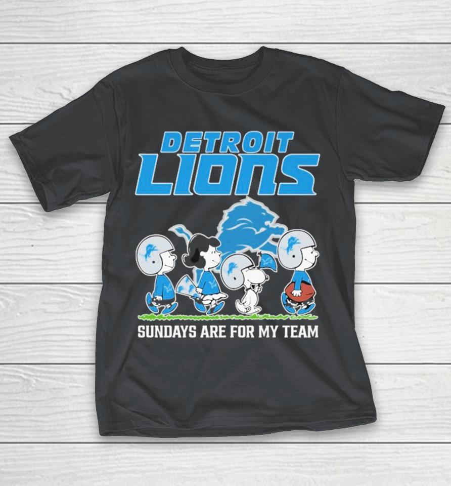 Snoopy And Charlie Brown The Peanuts Detroit Lions Sundays Are For My Team Shirts