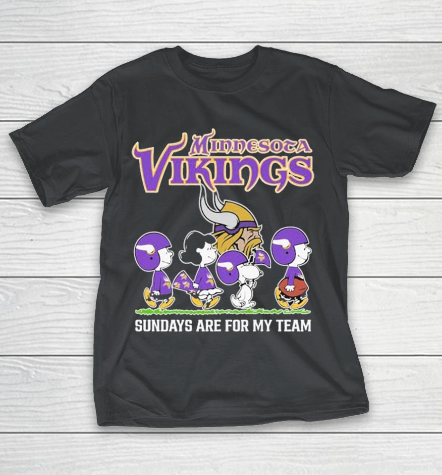 Snoopy And Charlie Brown The Peanuts Minnesota Vikings Sundays Are For My Team Shirts