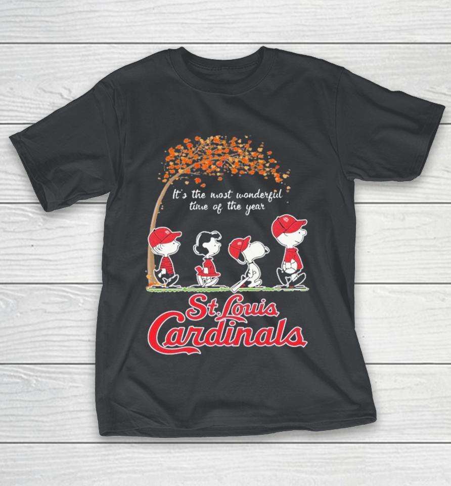 Snoopy And The Peanuts St Louis Cardinals It’s The Most Wonderful Time Of The Year Shirts