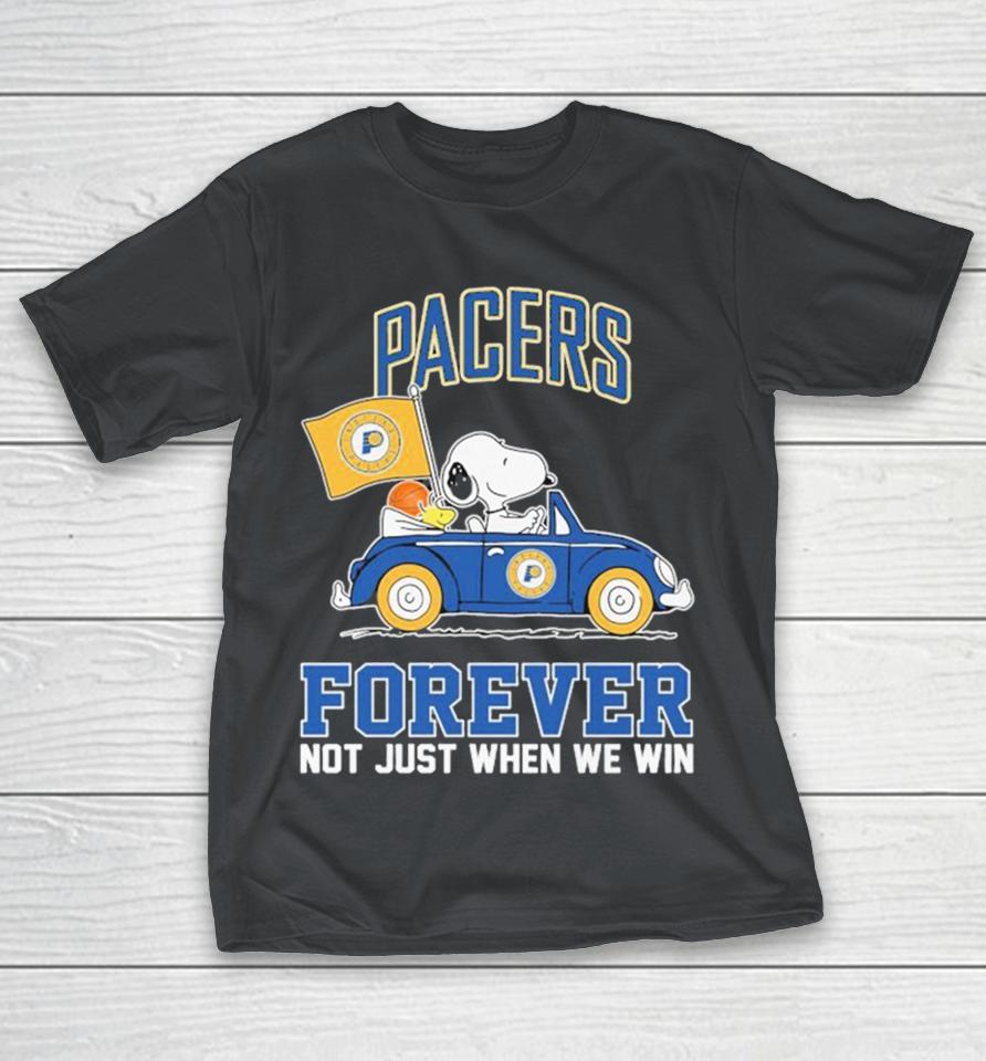 Snoopy And Woodstock The Peanuts Driving Car Indiana Pacers Forever Not Just When We Win Shirts