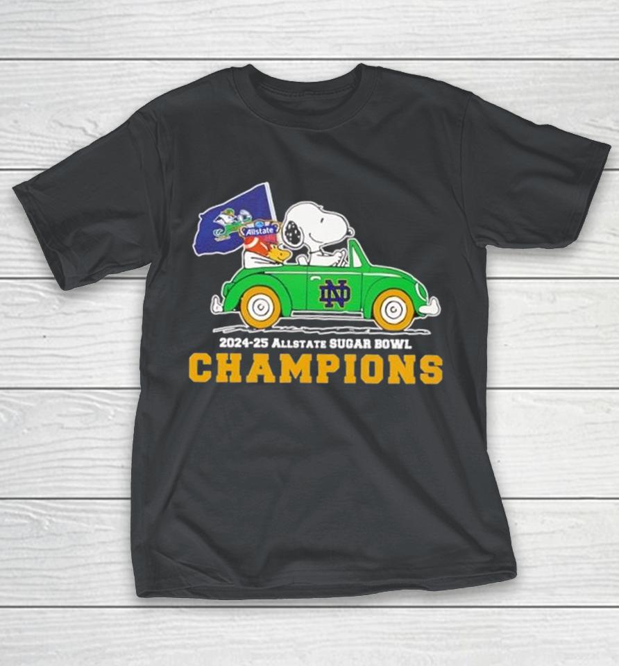 Snoopy driving car 2024 25 Allstate Sugar Bowl Champions Notre Dame Fighting Irish Shirts