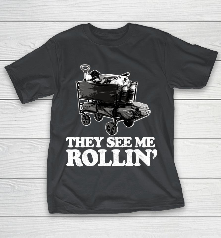 They See Me Rollin Funny Ballpark Wagon Softball Baseball Shirts