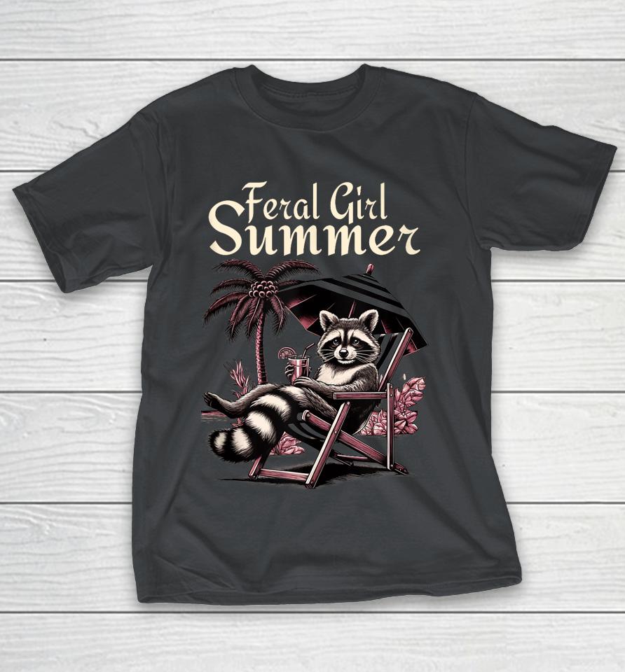 Vintage Feral Girl Summer Opossum Funny Raccoon Shirts