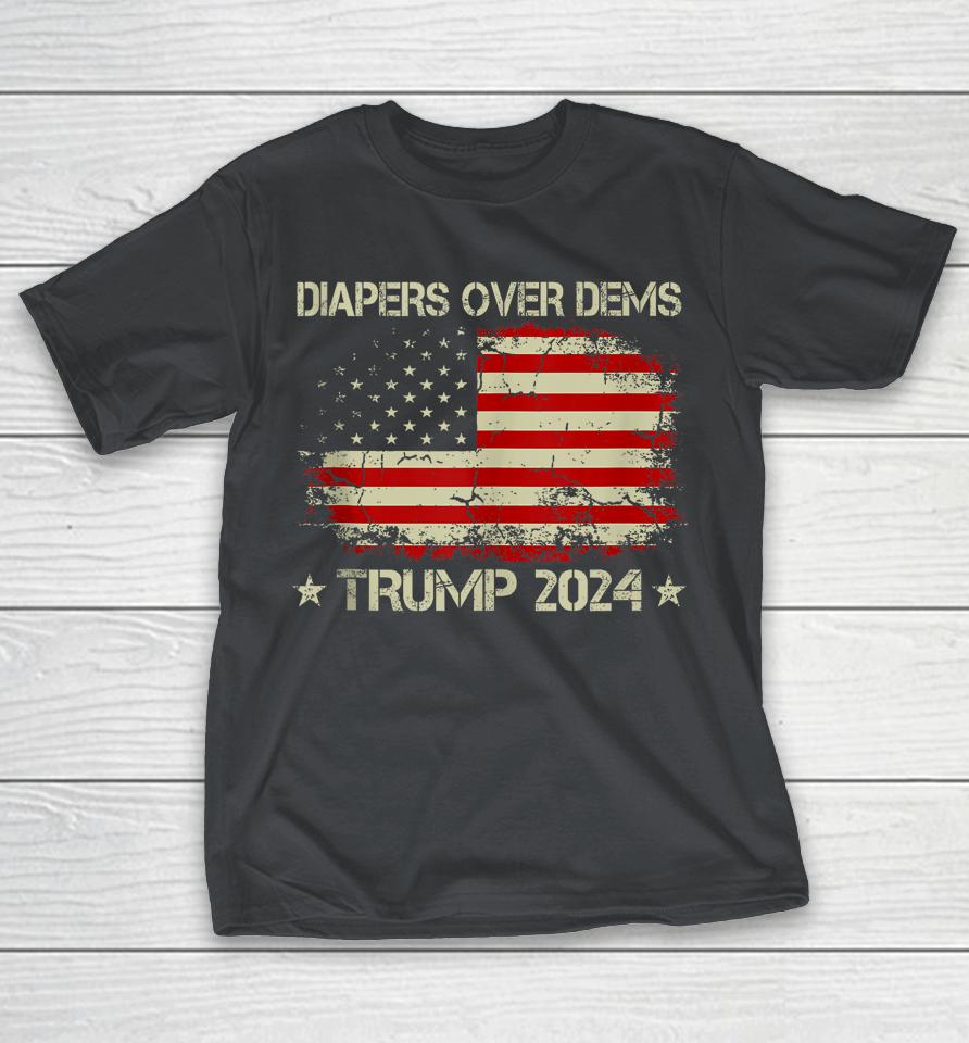 Vintage Retro Diapers Over Dems Funny Trump 2024 Shirts