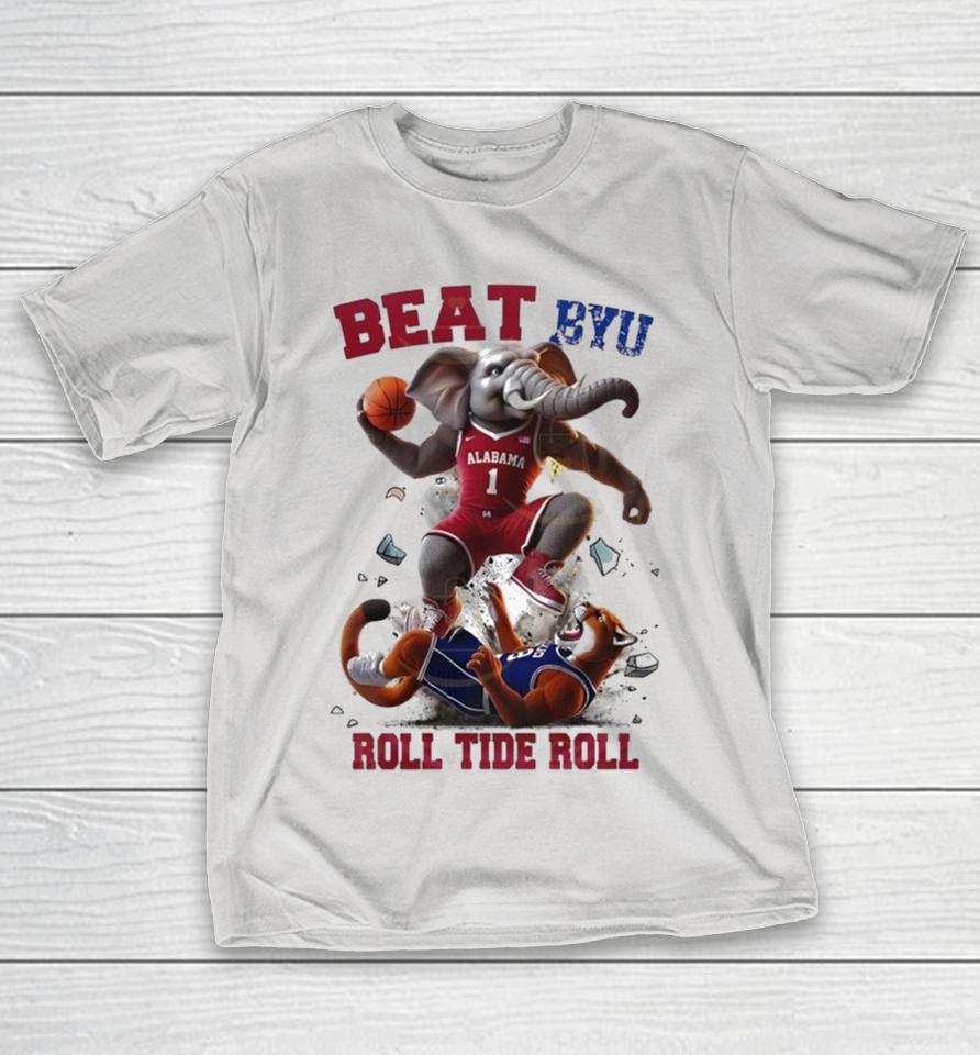 Alabama Crimson Tide Basketball Beat BYU Cougars Roll Tide Roll Mascot Shirts