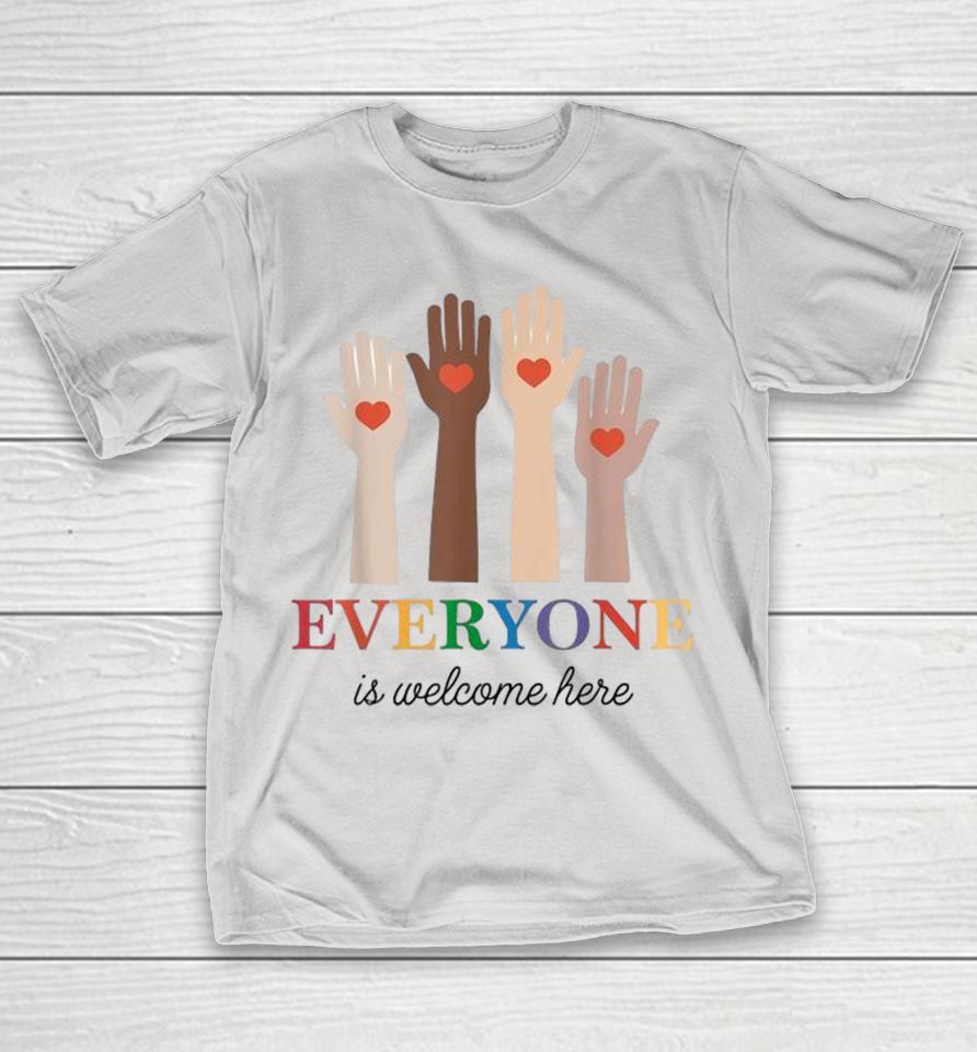 Everyone Is Welcome Here Idaho Teacher Fist Hands Support Shirts