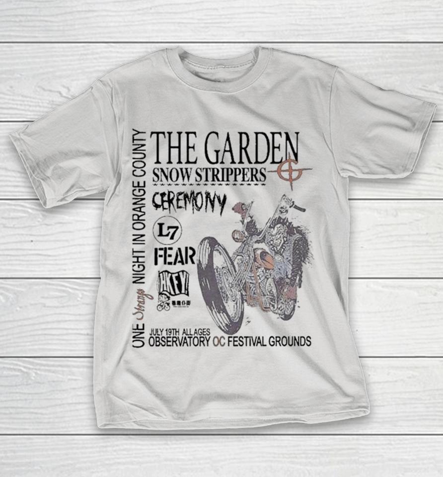 The Garden Concert For One Strange Night In Orange County On July 19 2025 At Observatory OC Featuring Punk Biker Cartoon And Hardcore Guest Shirts