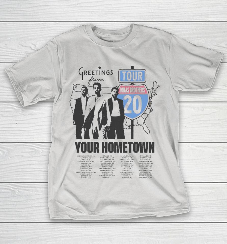 The Jonas Brothers Greeting’s From Your Hometown Route 20 Tour 2025 Dates Shirts